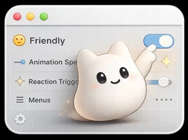 The Mischi pet next to its settings